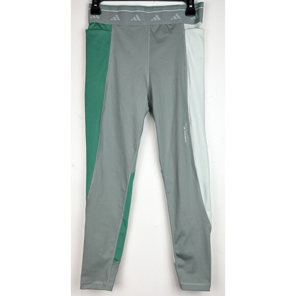 Adidas Women's Aeroready Techfit Compression Green 7/8 Length Pants, Medium NEW - Picture 1 of 10